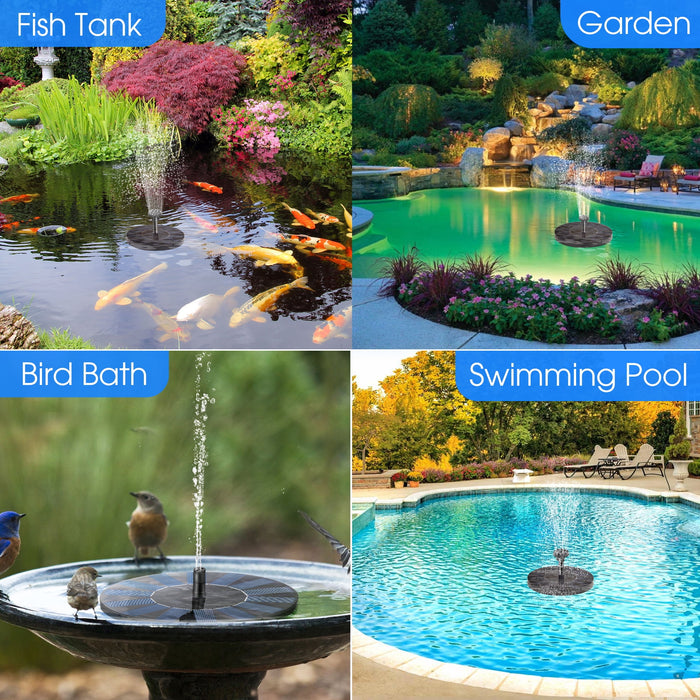 2 Pack Solar Fountain, Floating Solar Bird Bath Water Fountain Pump for Bird Bath, Garden, Small Pond, Pool, Fish Tank, Swimming Pool, Outdoor