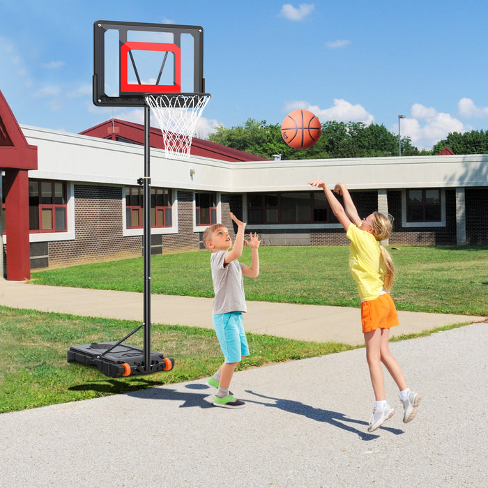 Qunler  Portable Basketball Hoop Outdoor, 5ft-7ft Height Adjustable Basketball Goal System with Wheels for Kids Teenagers Youth Indoor Outdoor