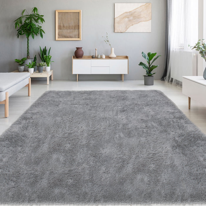 Large Area Rugs Carpets, 5ft x 8ft Anti-Skid Fluffy Shag Carpets for Living Room Kids Room Home Bedroom Floor Shaggy Rug, Grey Rug