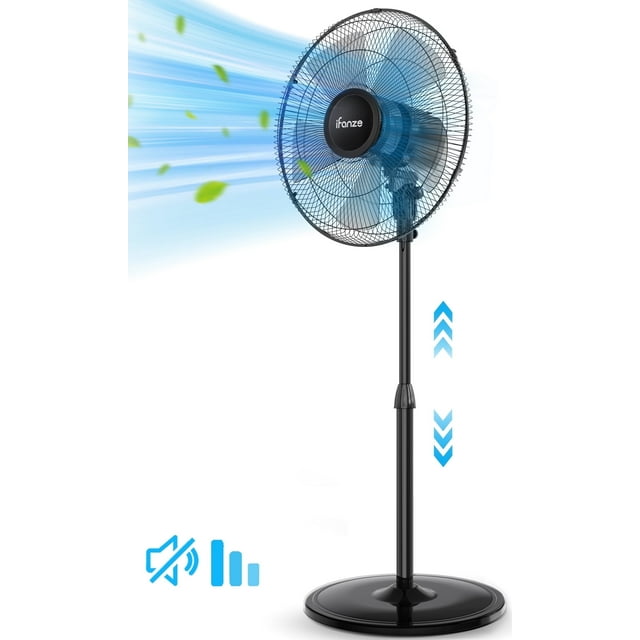 16" Oscillating Pedestal Fan, 3-Speeds Stand up Fan with Adjustable Height and Tilt