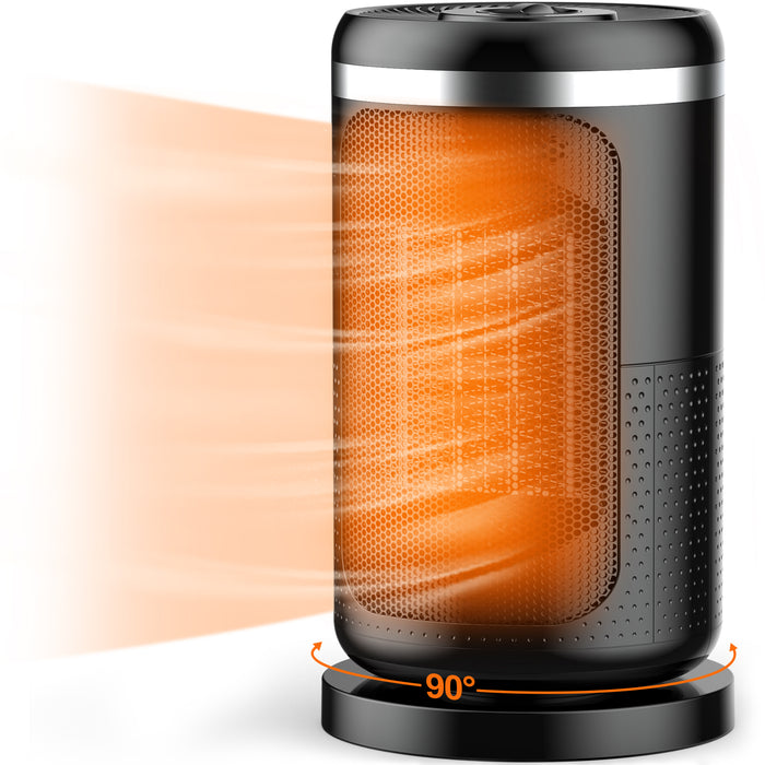 1500W Portable Electric Space Heater, Ceramic Heater with 90°Oscillation for Office Room Desk Indoor Use, Black