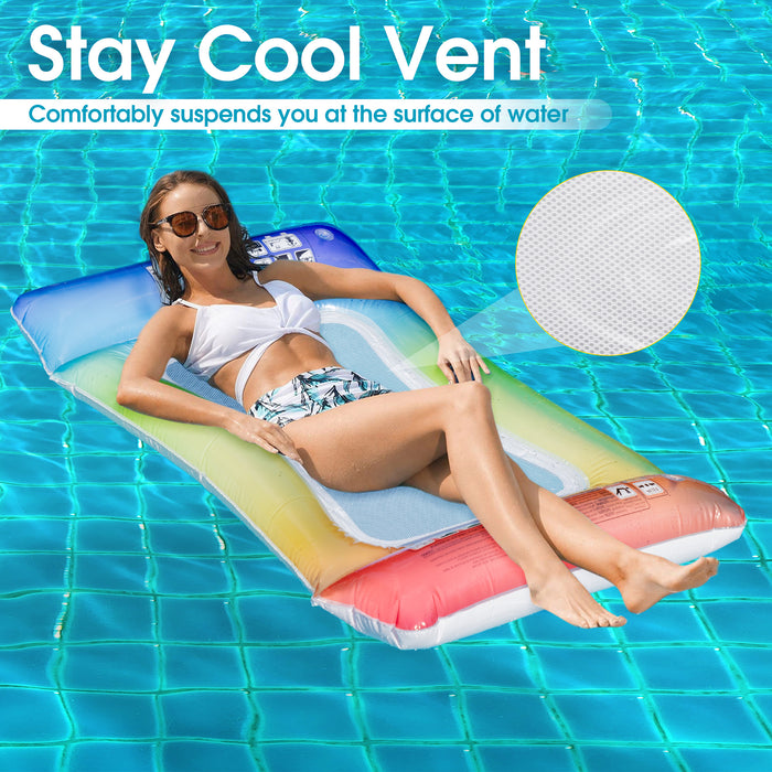 Pool Lounger Floats, Inflatable Hammock Floating Pool for Adult, Portable Mesh Keep Cool Raft for Summer Pool Travel