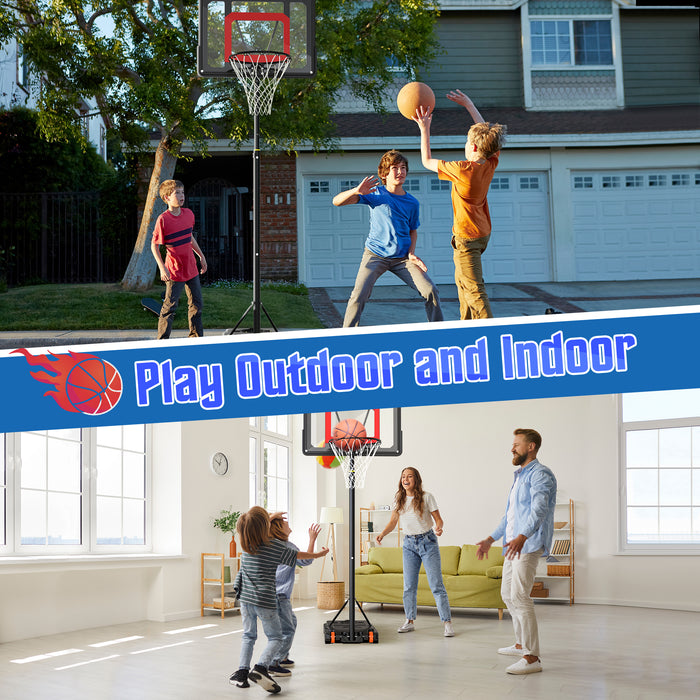 Basketball Hoop with 5ft-7ft Height Adjustable , Portable Basketball Goal System with 33" Shatterproof Backboard Base and Wheels for Kids, Indoor Outdoor, Black