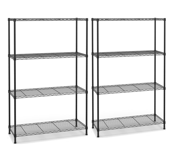 Qunler 2 Pack 4-Tier Storage Shelf Unit 54"H x 36"W x 14"D, Garage NSF Wire Shelving Steel Storage Shelves Heavy Duty Height Adjustable for 600lbs Capacity, Black