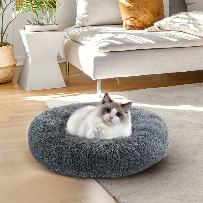 24" Calming Dog Bed for Medium Small Dogs, Donut Machine Washable Pet Bed, Anti-Anxiety Cuddler Cozy Soft Cat Bed