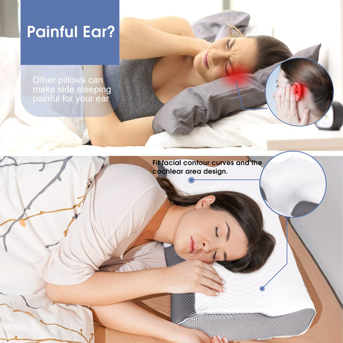 Memory Foam Pillow Neck Pillow, Adjustable Ergonomic Contour Support Cervical Pillow Slow Rebound Memory Foam for Sleeping, Back, Stomach, Side Sleeper, 23.6''x 13.3''x 4.3''