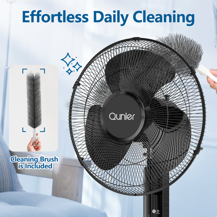 16'' Pedestal Oscillating Fan with Remote Control, Stand Up Fan Adjustable Height, 3-Speed, Electric Cooling Fans for Bedroom Home Office Use