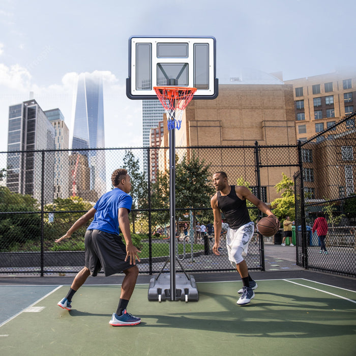 Qunler 44" Portable Basketball Hoop System, 4.4-10 ft Height Adjustable Basketball Goal System with Wheels and Shatterproof Backboard and Large Base for Adults Kids Outdoor Indoor Court