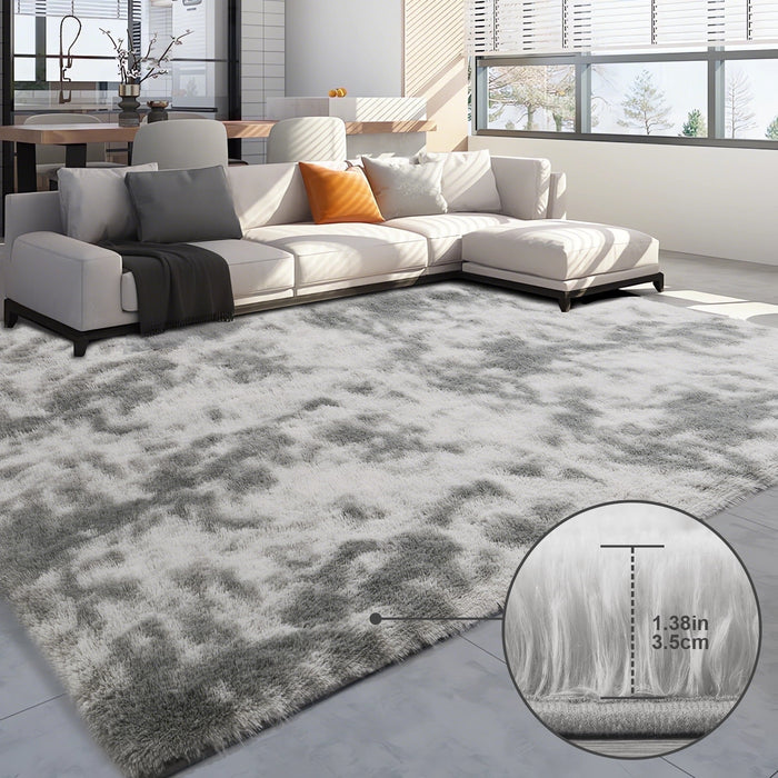 Emossie Large Area Rug, 5ft x 8ft Shag Living Room Rug, Indoor Modern Tie-dye Area Rugs for Bedroom, Rectangle Fluffy Home Carpets, Gray