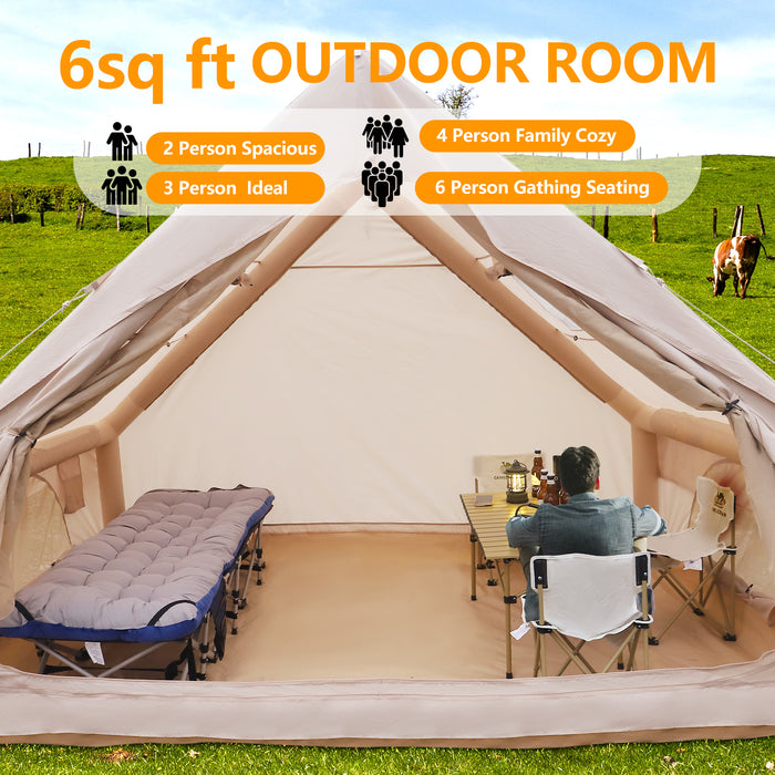 4-6 Person Inflatable Camping Tent, Glamping Blow Up Tent with Hand Pump, PU3000 Waterproof & Windproof, Easy Setup Cabin Tent with Mesh Windows, Perfect for Family Camping, Emergency Shelter