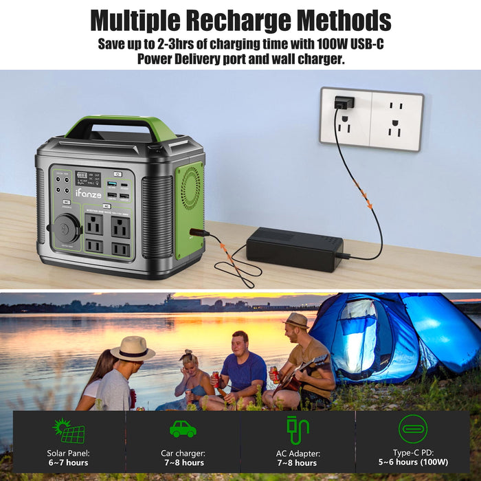 300W Portable Power Station, 296Wh 80000mAh Outdoor Solar Generator Quick Charge 110V AC DC Ports for Home Backup, Outdoor RV Camping, Emergency Lithium Battery Outages,Black(No Solar Panel)