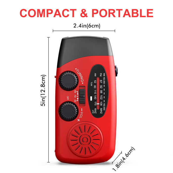 NOAA Weather Radio, AM FM WB Hand Crank Emergency Radio, 2000mAh Rechargeable Power Bank for Phone Charger Portable Solar Radio, Weather Alert, Flashlight for Emergency, 2 Pack