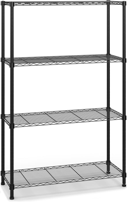 4-Tier Storage Shelf Unit 54"H x 36"W x 14"D, Garage NSF Wire Shelving Steel Storage Shelves Heavy Duty Height Adjustable for 600lbs Capacity, Black