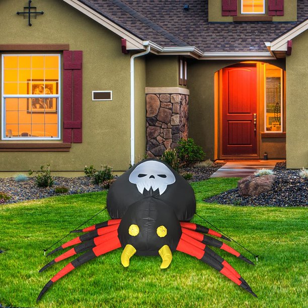 6 FT Width Halloween Decoration, Halloween Inflatables Spider with changing Magic Light Blow Up Yard Indoor/Outdoor Decorations