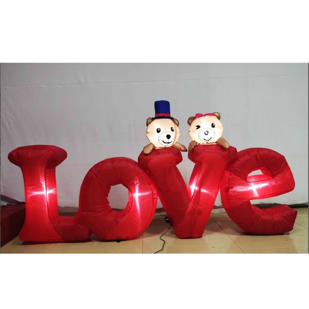 Melliful 6 FT Inflatable Valentines Day Bear and Sweet LOVE Letters Set, with LED Blow Up Lighted Valentines Inflatables for Lawn Yard Garden Home Party Wedding Outdoor Indoor Decor