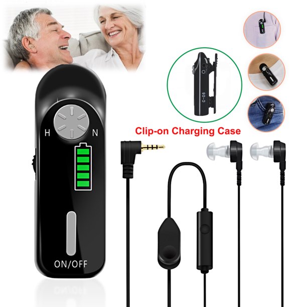 Doosl Hearing Aids with Clip-on Charging Case , Rechargeable Hearing Aids for Ears with Noise Reduction , Sound Amplifier for Seniors and Adults ,Black , 1 Pair