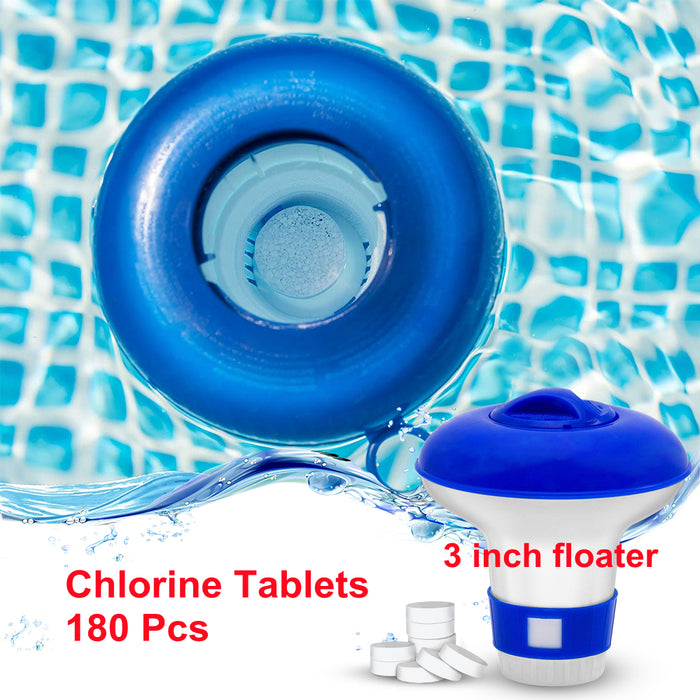 180 Pcs Chlorine Tablets for Pool Cleaning, with 3 inch Floater