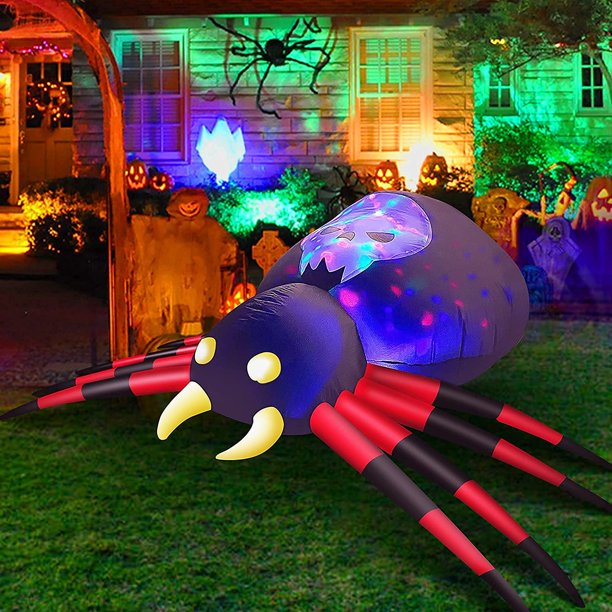 Laighter 6 FT Width Halloween Decoration, Halloween Inflatables Spider with changing Magic Light Blow Up Yard Indoor/Outdoor Decorations