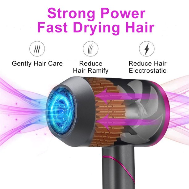 Professional Hair Dryer, 2000W Blow Dryer, with Negative Ion Technology, Cold/Heat Settings, Contains 1 Nozzle and 1 Diffuser, Foldable Handle, Low Noise for Home Salon Travel Pregnant Kids