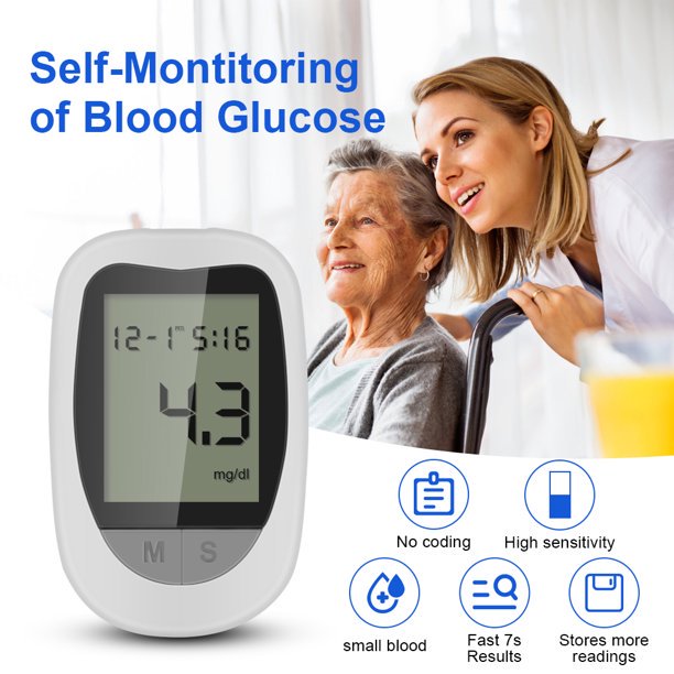 Blood Glucose Monitor Home Use Glucose Meter Kit with 100 Glucometer Strips