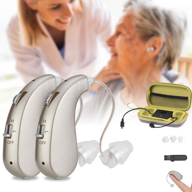 eTopeak Hearing Aids for Seniors,2Pcs Rechargeable Hearing Aids For Ears with Noise Reduction for Adults Mild, Moderate Hearing Loss, Portable Charging Case, Green