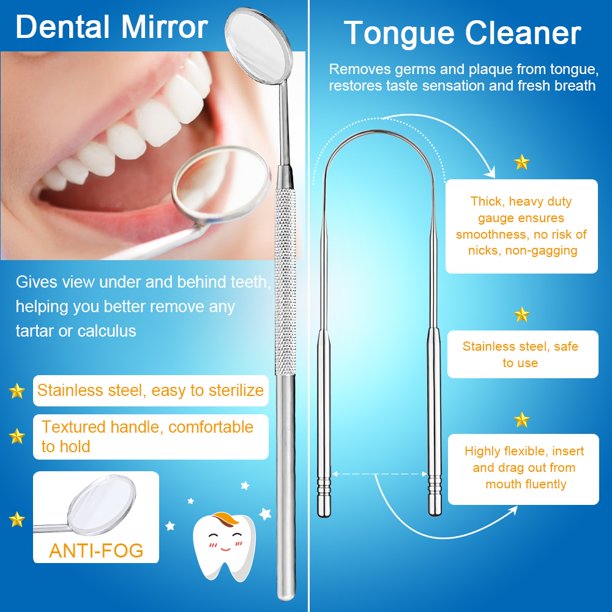 Tartar Remover for Teeth,Portable 5 in 1 LED Plaque Remover, Dental Tools Teeth Stain Remover,Dental Calculus Remover with Dental Floss Mirror and Tweezer