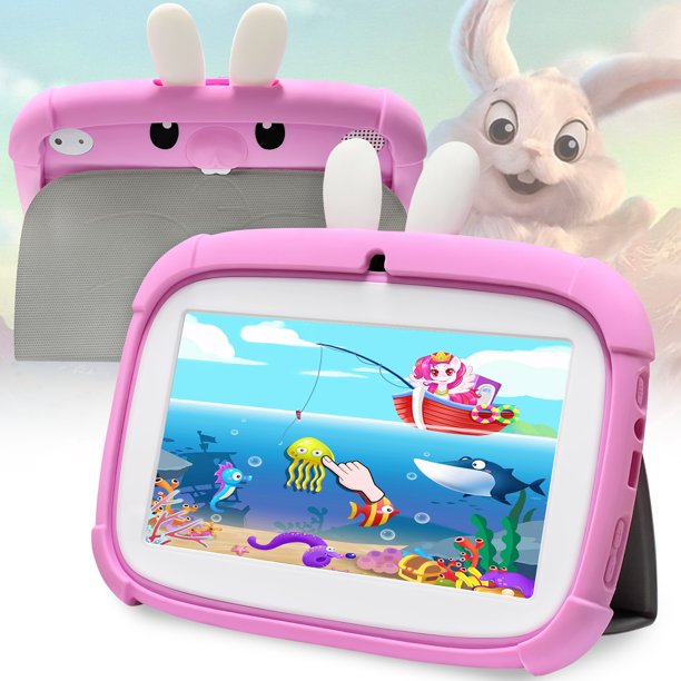 Doosl 7 Inch Kids Tablet 2GB RAM 32GB WiFi Andriod Educational Tablet Dual Camera with Learning Apps, Pink