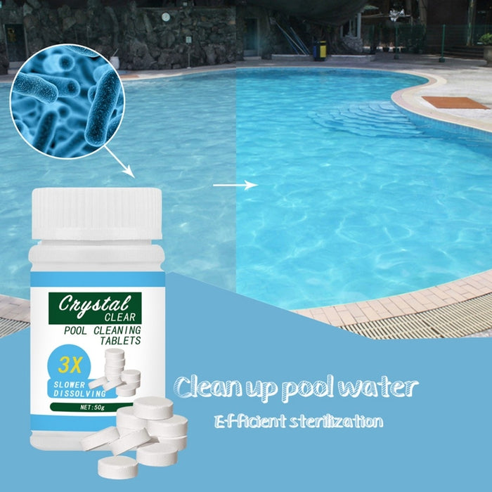 100Pcs Swimming Pool Effervescent Tablets Chlorine Pills Cleaning Water Disinfection Sanitizing Tablets with Floating Chlorine Dispenser