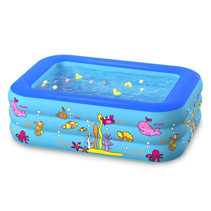 Kids Swimming Pool, Family Lounge Inflatable Pool BPA-free Premium PVC Pool, 3 Layer Thicken Inflatable Paddling Pools 83" x 57" x 21"