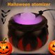 Halloween Witch Pot Smoking Cauldron Mist Maker RGB Colorful Lights Aluminum Fog Maker Candy Holder