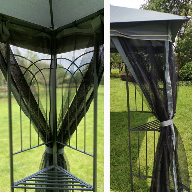 10'x10' Outdoor Patio Gazebo Canopy Tent With Ventilated Double Roof And Mosquito net, Detachable Mesh Screen On All Sides, for Lawn, Garden, Backyard and Deck, Gray