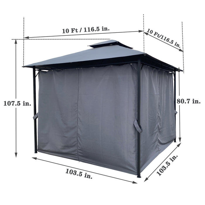 JoRocks Outdoor Patio Garden Gazebo Tent, 10x10 Ft Outdoor Shading, Gazebo Canopy With Curtains, Gray