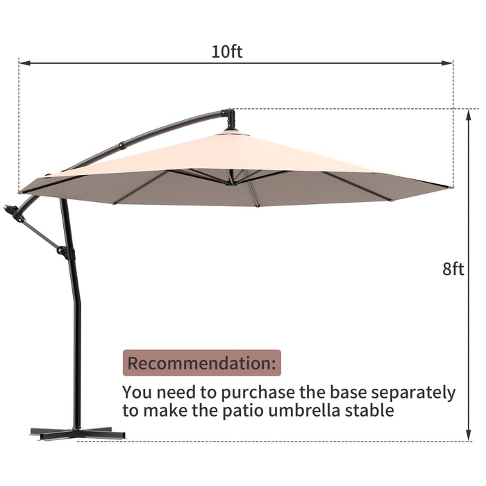 JoRocks Patio Umbrella Cantilever Umbrella, Offset Hanging Umbrellas 10 FT Outdoor Market Umbrella for Garden, Deck, Backyard, Pool and Beach