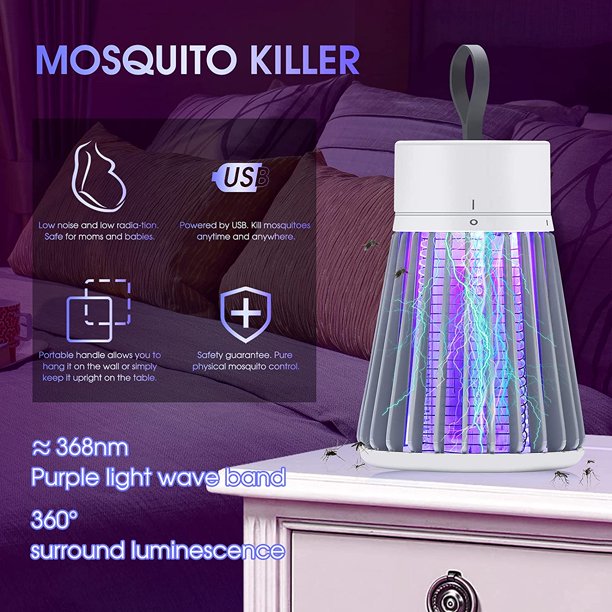 Bug Zapper, Electric Mosquito Zapper for Indoors, Wireless UV Killer for Mosquitos, Insects, Flies and Gnats, Portable Mosquito Eradicator for Home, Electronic Light Bulb Lamp Included