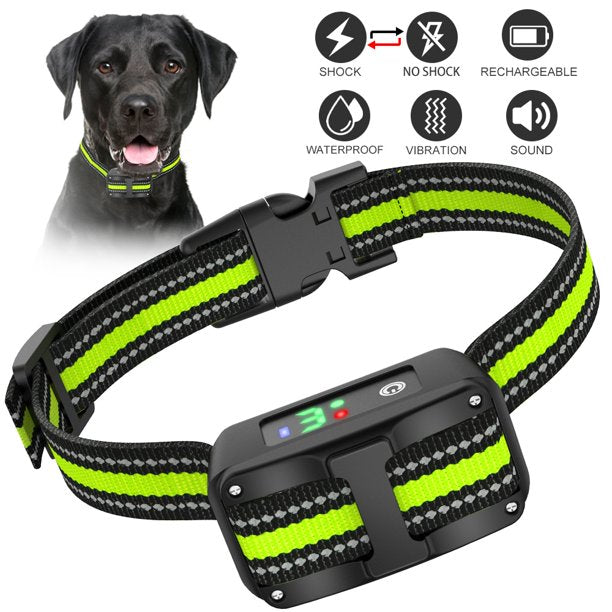 Bark Collar, Dog Bark Collar, Rechargeable Shock Collar with Beep Vibration Dog Shock Collar for Small Medium Large Dogs