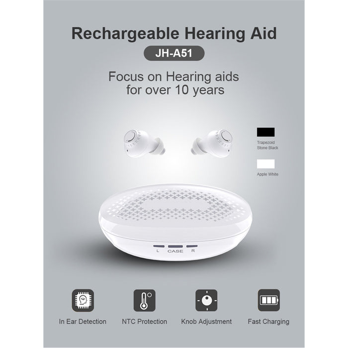 Hearing Amplifiers, Rechargeable Hearing Aids with Portable Charging Case, Volume Adjustable, In-Ear Hearing Aids for Seniors and Adults