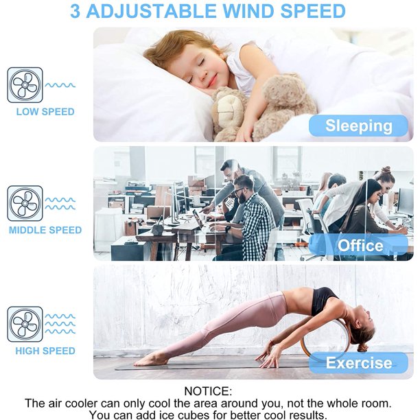 Air Conditioner Portable, Mini Portable Air Conditioner Quiet Desk Fan With Handle, Humidifier Misting Fan, Small Air Conditioner 3 Speeds AND LED Light, Evaporative Cooler For Home, Office, Room, J01