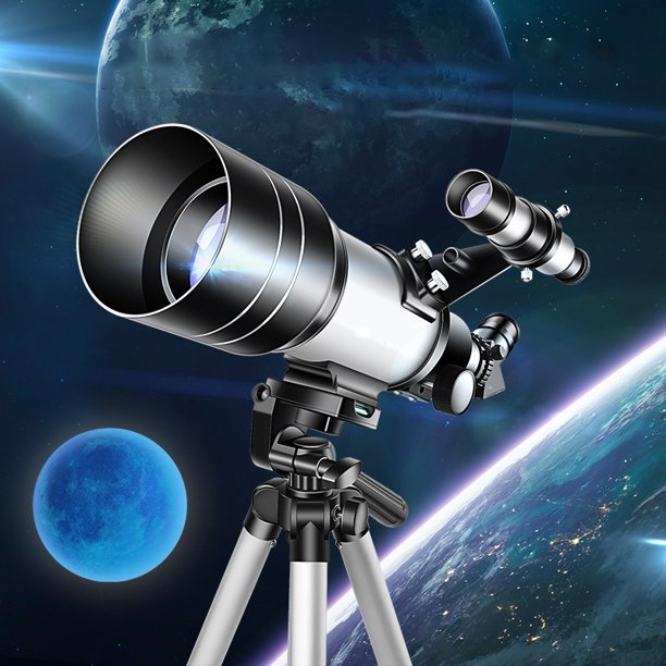 Doosl Telescope for Adults & Kids, 70mm Aperture Refractor Telescopes for Astronomy Beginners, with Height Adjustable Tripod & Phone Adapter & Wireless Remote, Silver