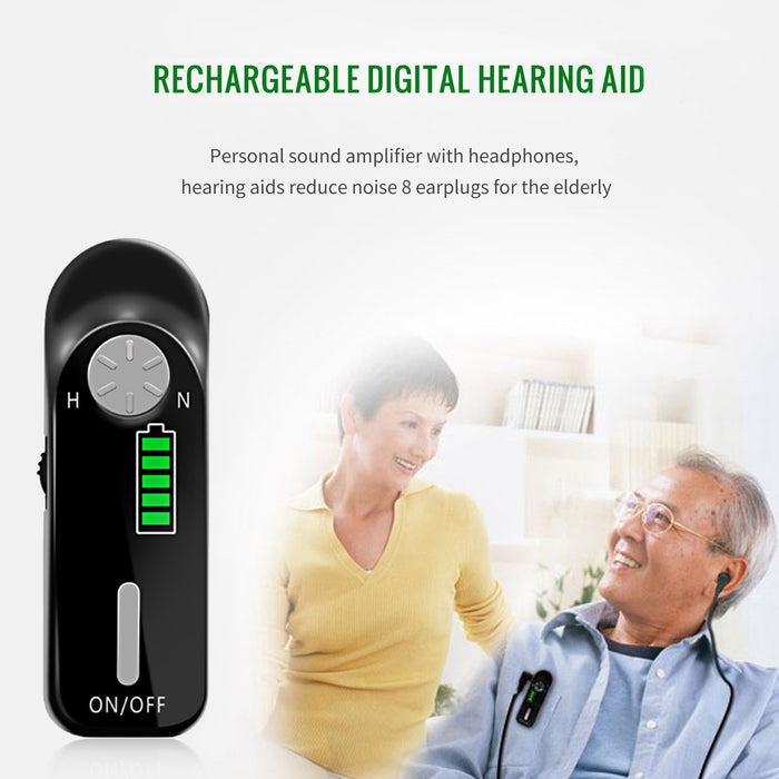 Hearing Aids for Ears, Clip-on Rechargeable Hearing Device for Seniors, Volume Adjustable, Black