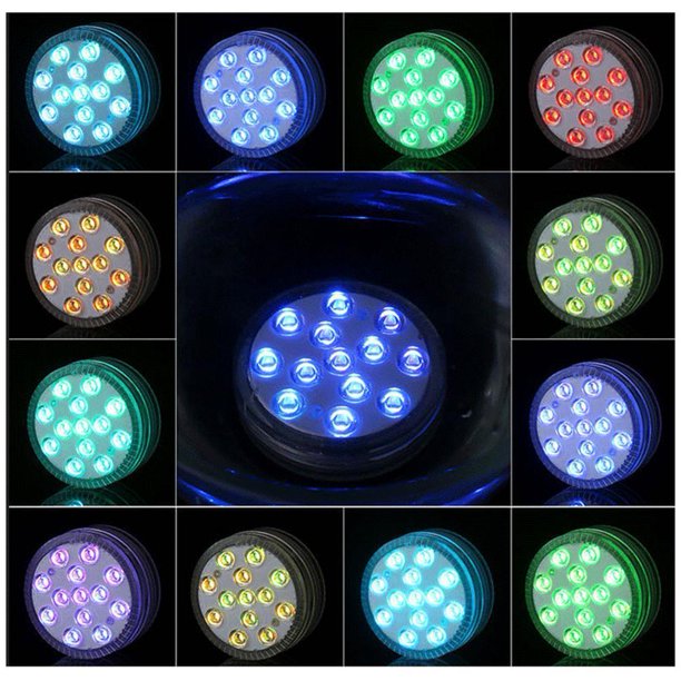 Submersible Pool LED Lights,IP68 Waterproof Underwater Pool Led Lights with 13 LEDs,Remote RF,Magnets,Suction Cups,Colors Changing Pond Lights Battery Power 2-Pack