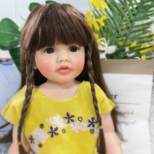 JoRocks Reborn Baby Girl Dolls, 22 inches 55cm Silicone Full Body Waterproof Realistic Toddler Baby Dolls, Lifelike Baby Dolls with Yellow Romper Sweater for Girls Birthday Gifts