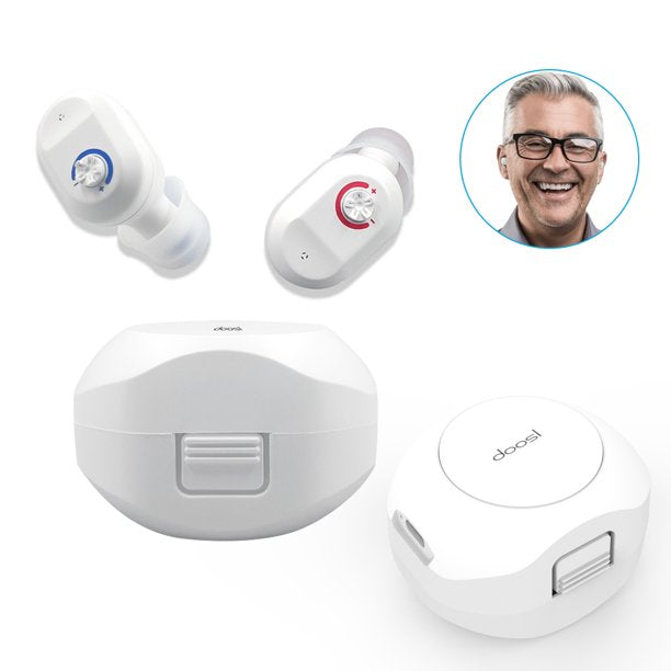 Rechargeable Digital Hearing Aids Digital Noise Reduction and Feedback Cancellation Small Size Sound Enhancer 2Pc for Seniors