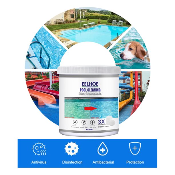 Chlorine Floater, Pool Chlorine Tablets, Floating Chlorine Dispenser, 5" Large Capacity Chemical Floater Dispenser with 180 Pieces Chlorine Tablets, for Swimming Pool or Spa