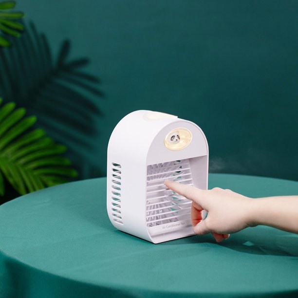 Air Conditioning Fan, Mini Desktop Air Cooler Humidifier, Silent & Portable Cooling Fan