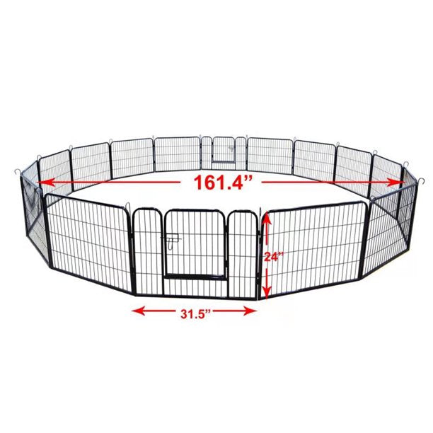 Vinmall 16 Panels Metal Dog Playpen Foldable Pet Dog Outdoor Indoor Exercise Large Fence Barrier Playpen Kennel , 25"H,S1