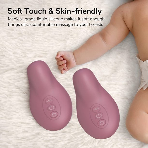 JoRocks Lactation Massager, Soft and Comfortable Breast Massager for Pumping, Breastfeeding, Heat & Vibration for Improve Milk Flow, Clogged Ducts, 2pcs