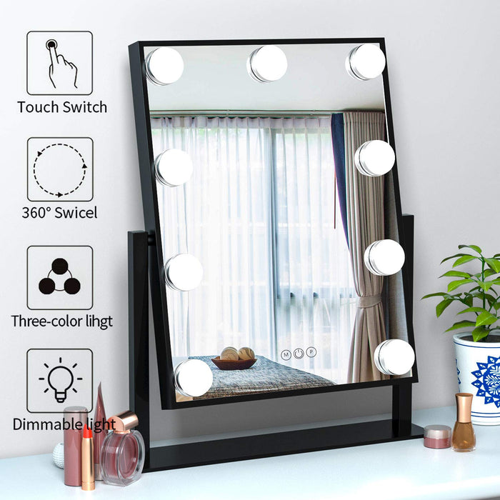 Hollywood Vanity Mirror with Lights, Xpreen Large Makeup Vanity Mirror - Light Mirror for Vanity with 12 LED Bulbs, 3 Colors, Adjustable Brightness, Touch Control & Rotary Angles