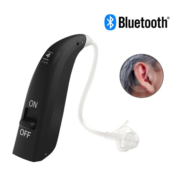 Vinmall Rechargeable Bluetooth Hearing Aids, USB Hearing Amplifier for Ears Noise Cancelling Hearing Device for Kids Adults Seniors (Black)