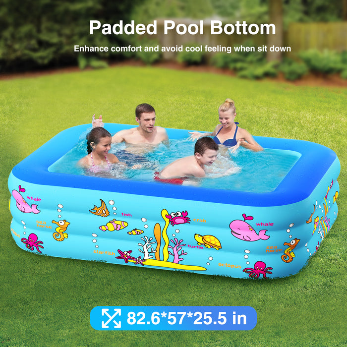 Inflatable Swimming Pools, Inflatable Pool for kids, Kiddie, Toddler, Adults, 83" x 57" x 25" Family Full-Sized Swimming Pool, Lounge Pool for Outdoor, Backyard, Garden, Indoor, Lounge