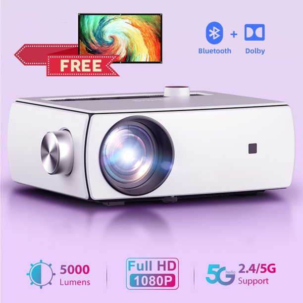 Portable Projectors for Outdoor Movies, 5G WiFi Mini TV Projectors with 120'' Screen, Home Cinema Home Theater for School Party Office, J05